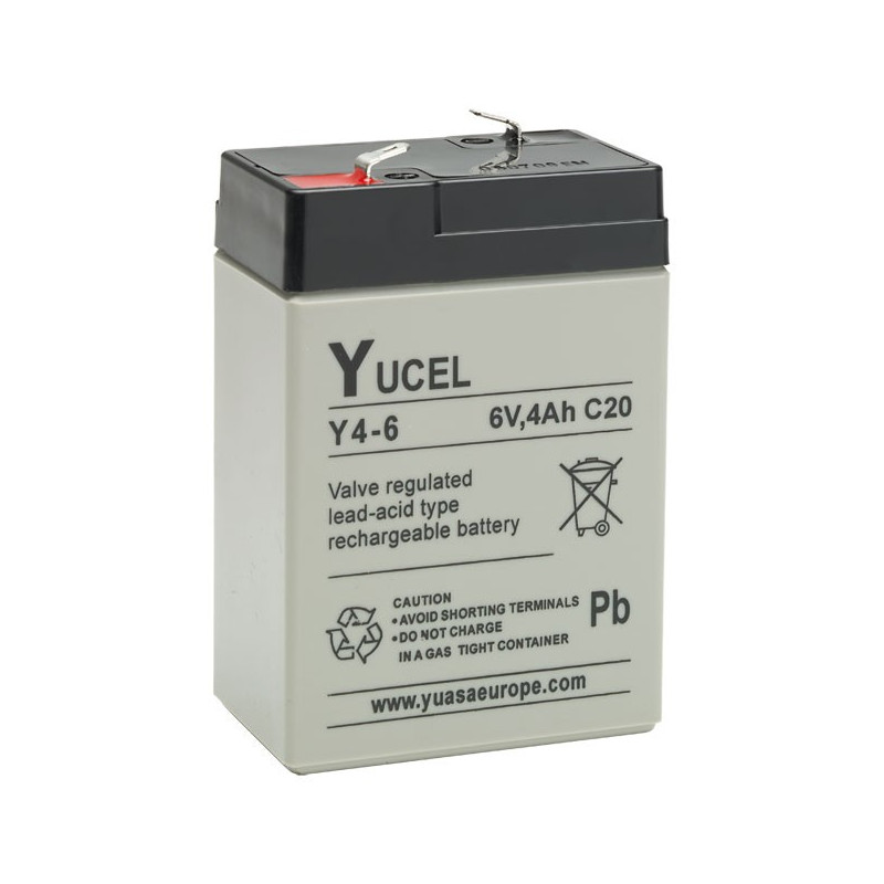 Batterie plomb - YUASA / YUCEL / YUVOLT - 6V - 4.0Ah - Y4-6 - AGM Batterie plomb - YUASA / YUCEL / YUVOLT - 6V - 4.0Ah - Y4-6 - AGM