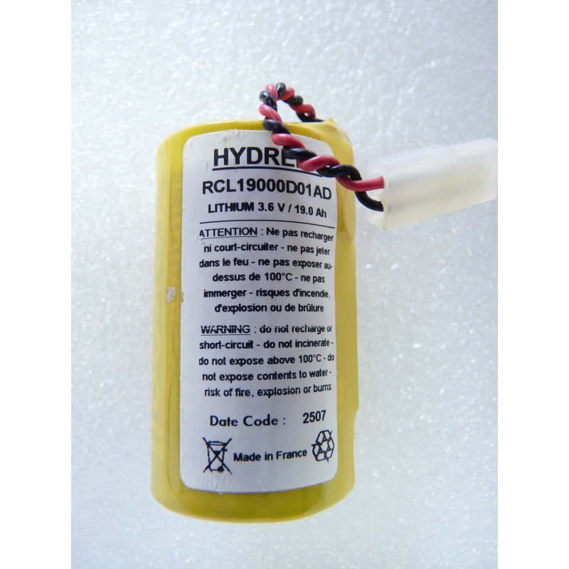 Pile Débitmètre HYDREKA - D - LS33600 - Lithium - 3,6V - 19.0Ah + Connecteur