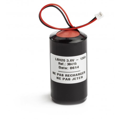 Pile Alarme Compatible LEGRAND 432 90 - D - LSH20 - Lithium - 3,6V - 13,0Ah + Connecteur BLANC Sirene 432 58