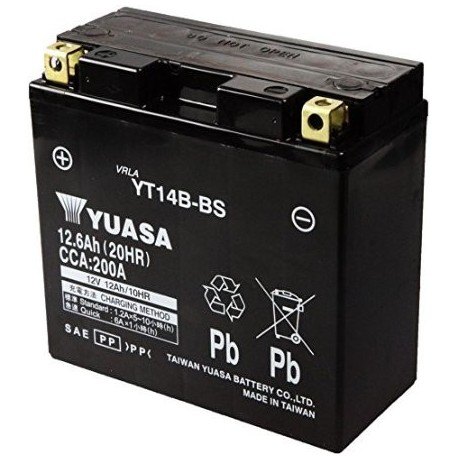 Batterie moto YUASA YT14B-BS avec pack acide - 12V - 12Ah