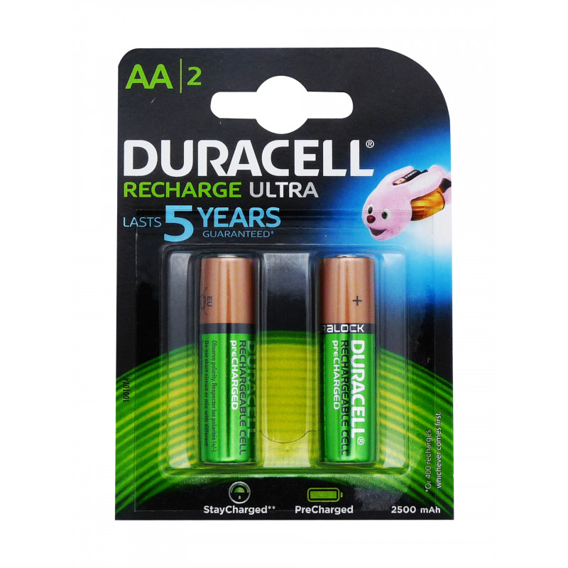 32 pièces (8 blisters a 4 pcs) piles rechargeables Duracell AA