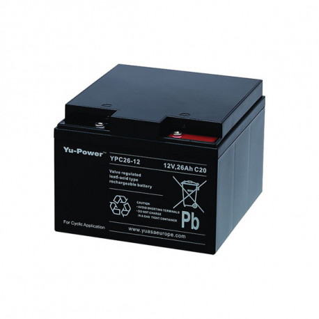 Batterie YPC26-12 YUASA - Compatible MK M12260 - Plomb Cyclage - 12V - 26Ah