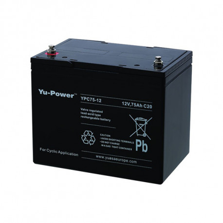 Batterie YPC75-12 YUASA - Compatible MK M24 SLD G FT - Plomb Cyclage - 12V - 75Ah