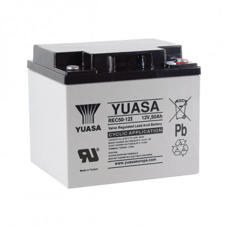 Batterie REC50-12 YUASA - Compatible MK M40-12 SLD G et YPC45-12 - Plomb Cyclage - 12V - 50Ah