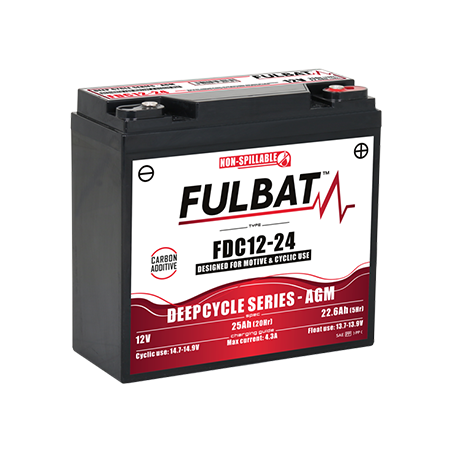 Batterie FULBAT FDC12-24 - Deep Cycle AGM Carbone - 12V - 22.6Ah