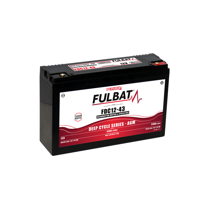 Batterie FULBAT FDC12-39 - Deep Cycle AGM Carbone - 12V - 39Ah Batterie FULBAT FDC12-39 - Deep Cycle AGM Carbone - 12V - 39Ah