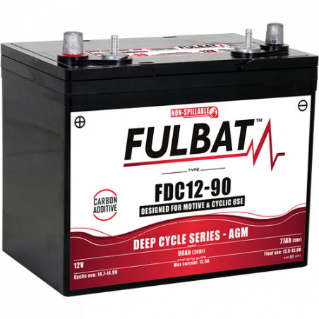 Batterie FULBAT FDC12-75 - Deep Cycle AGM Carbone - 12V - 75Ah