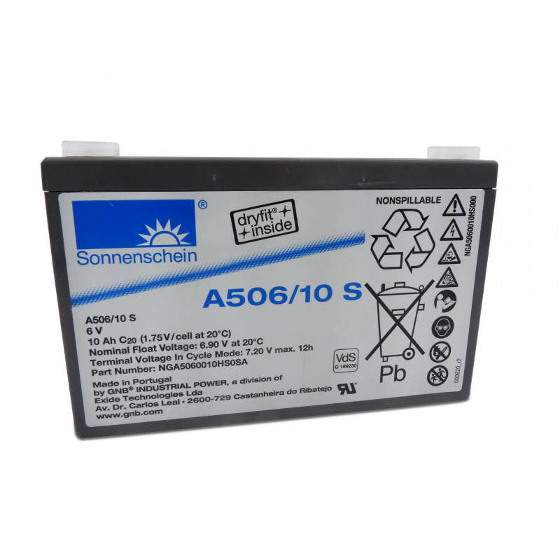 EXIDE Sonnenschein 6V - 10Ah - Dryfit A500 - Bac VO - A506/10S EXIDE Sonnenschein 6V - 10Ah - Dryfit A500 - Bac VO - A506/10S