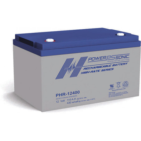 Batterie Plomb Standard 12V 110Ah - PHR-12400FR - 326x170x213 - Spécial Onduleur - Powersonic