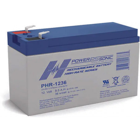 Batterie Plomb Standard 12V 8,5Ah - PHR-1236FR - 151x65x93.5 - Spécial Onduleur - Powersonic